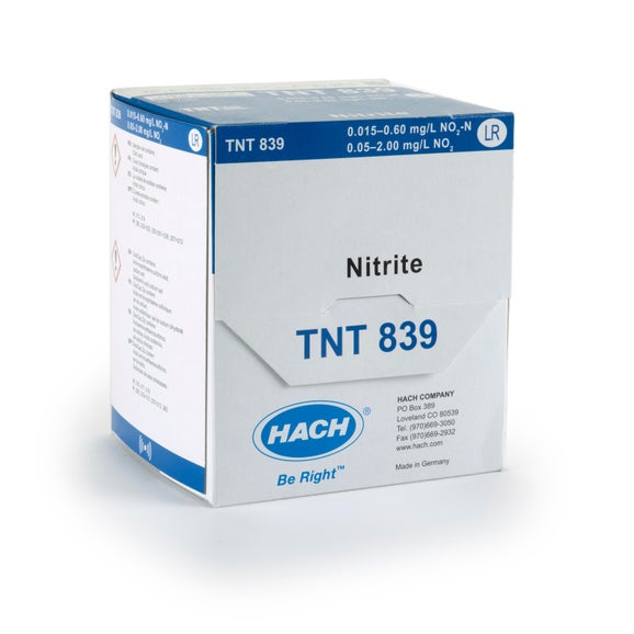 Pruebas en cubeta TNTplus para nitrito, LR (0,015 - 0,600 mg/L NO₂⁻-N), 25 pruebas, Hach