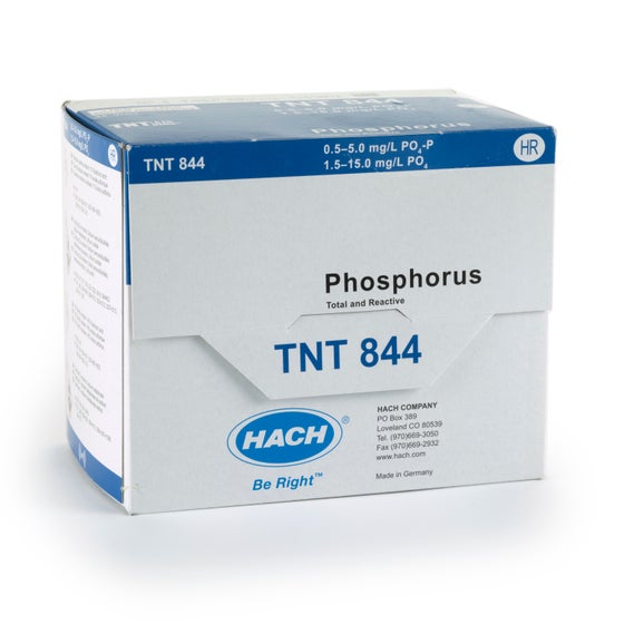 Prueba en cubeta TNTplus para fósforo (reactivo y total), HR (1,5 - 15,0 mg/L PO₄), 25 pruebas, Hach